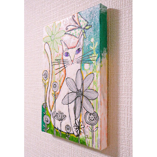原画 北欧アート『花畑のお散歩』 おしゃれ モダンアート 現代