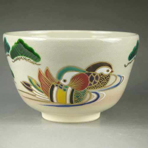 茶碗、京焼、覚山作、金箔菊花文、うめ10番 （茶道具 | 京都の