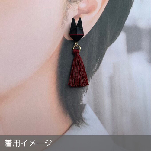 セミオーダー制】両耳ピアス・イヤリング 折り紙 狐面(きつねめん 