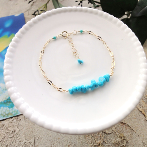 天然石のチェーンブレスレット □ 14KGF SAZARE □ スリーピング