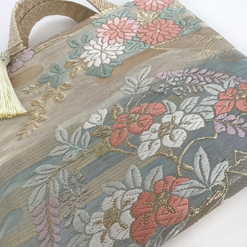 着物帯 結婚式バッグ 未使用[西陣まいづる製] 紗 夏帯 リメイク709