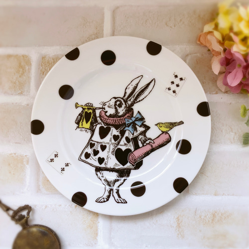 2枚組＊アリスの白ウサギプレート＊不思議の国のアリス アフタヌーン