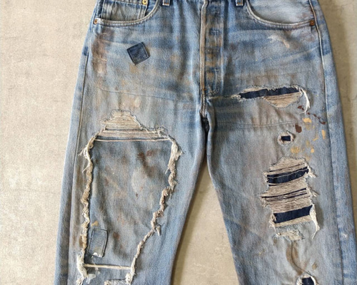 リメイクデニム　Levi's 501 USA デニムカバー levis×CITYSHOP×A．M．S． 24SS 501 リメイクデニムパンツ