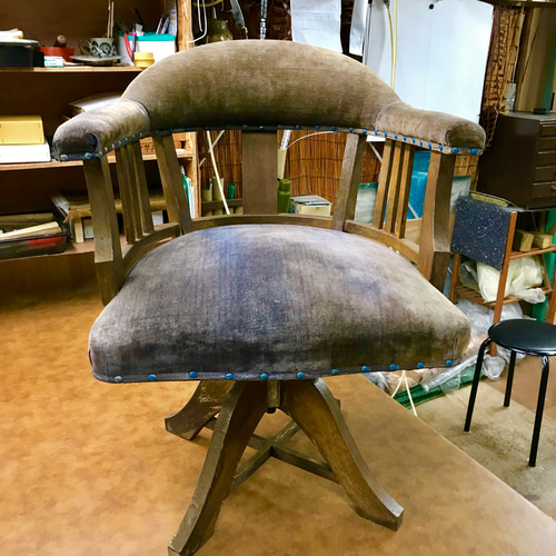 昭和初期のレトロな木製回転椅子 椅子（チェアー）・スツール 丸めがね 