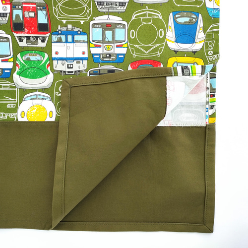 給食セット☆カラフル電車の給食袋＆ランチョンマット(40☓60)／カーキ