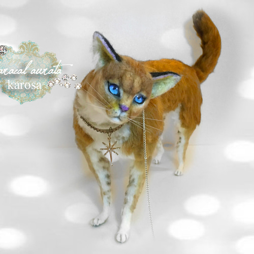 再再再..販 羊毛フェルト ベンガルキャット風 猫 ハンドメイド 置物
