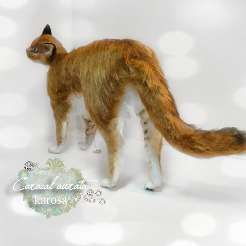 アフリカゴールデンキャット 猫 ネコ 山猫 羊毛フェルト アート アフリカゴールデンキャット 猫 ネコ 山猫 羊毛フェルト アート