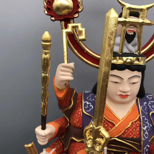 珍品 木彫仏像 福神八臂弁財天座像 彫刻 彩繪 本金 切金 天然木