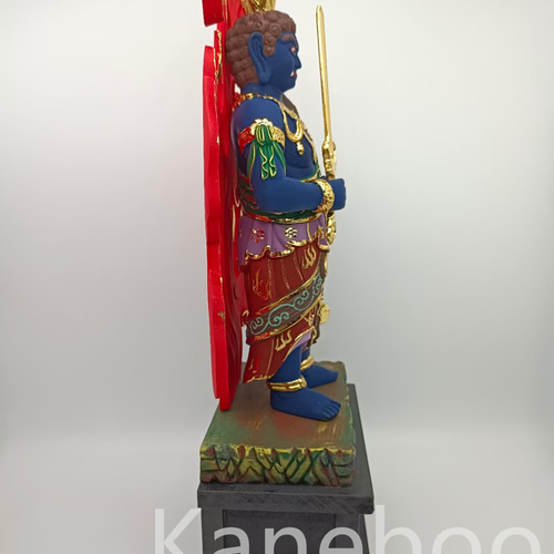 豪華！木彫仏像 不動明王立像 彫刻 彩繪 本金 切金 天然木檜材