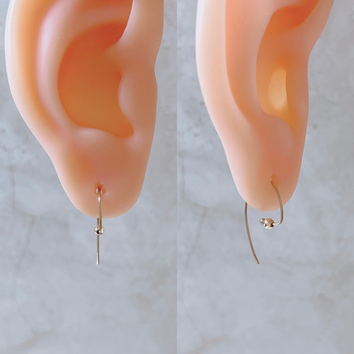 チャーム付け替え可能】10K 14KGF ピアス 20mm フック ミラーボール