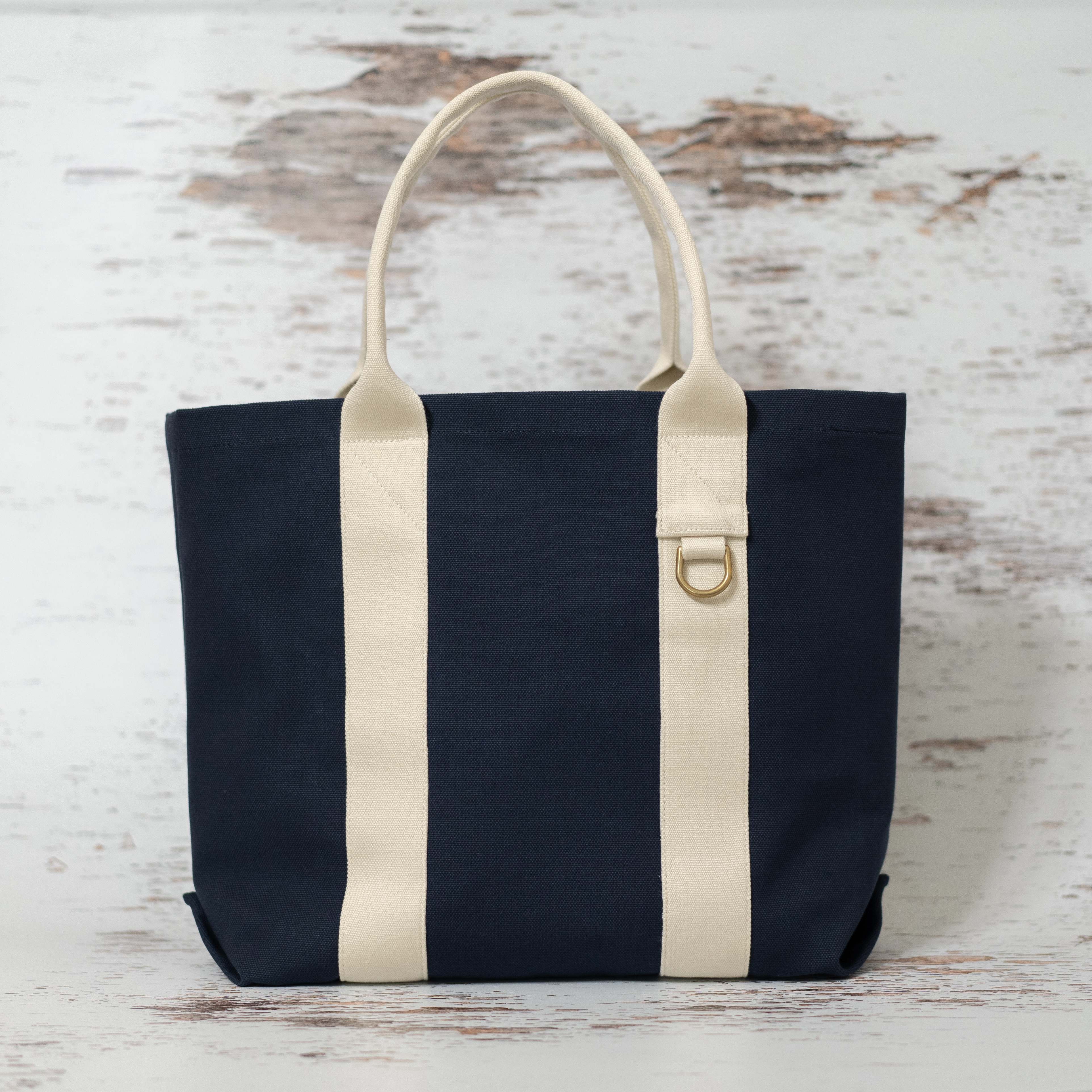 バイカラートート(Medium) /キャンバス　25oz  / ネイビー&アイボリー