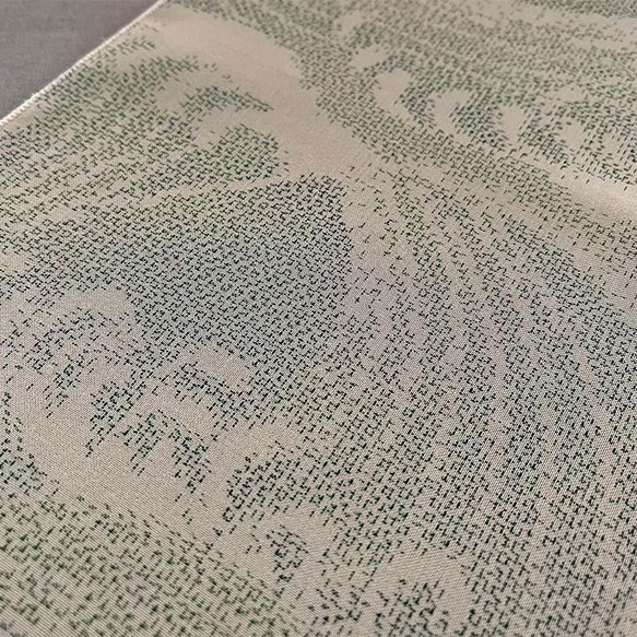 純絲 淺黃千歲綠 笠波浪紋 夏季絲綢 夏季半領 純絲 手工半領絲綢 第9張的照片