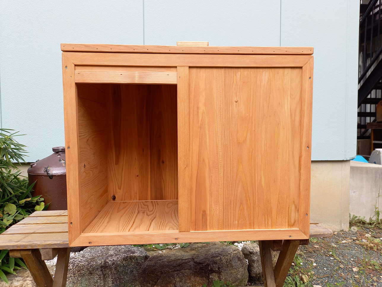 柿渋塗イヌのくつろぎボックス（オーダー仕様）