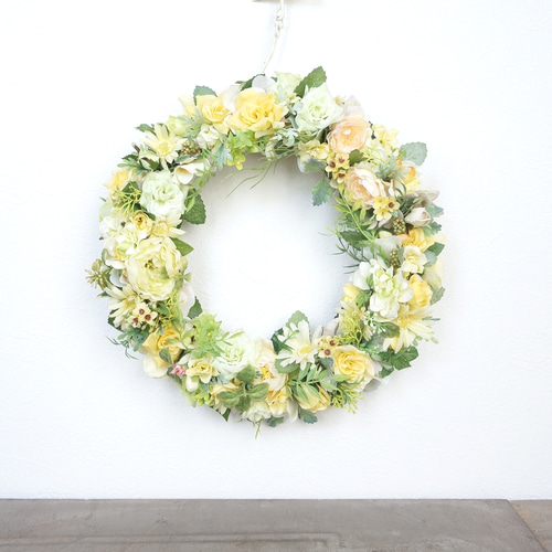 黄色いバラのアートフラワーリース リース atelier-plantsplanet