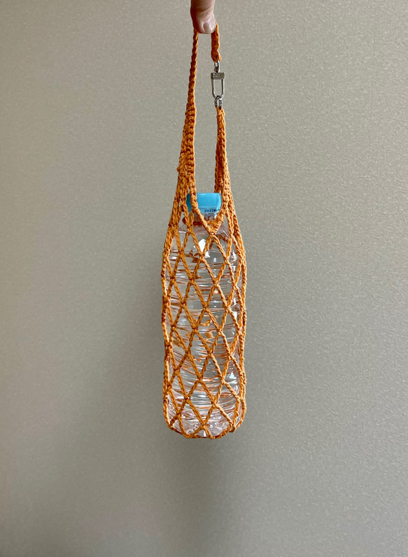 ペットボトルホルダー ネット編みタイプ 輪っか付き オレンジ その他
