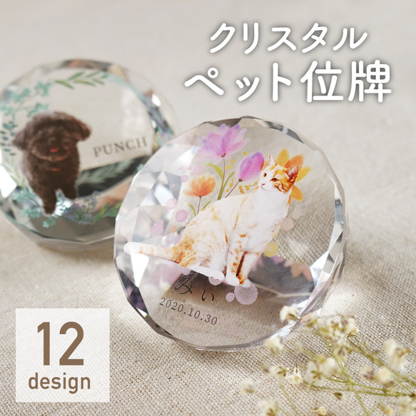 メモリアル ペット位牌 サークル 写真 プリント ペット仏具 カラー 写真入り 名入れ 位牌 仏具 犬 猫 小動物 家族 1枚目の画像