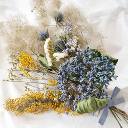 紫陽花とミモザ＊ドライフラワースワッグ❀ブーケ　ギフト 3枚目の画像