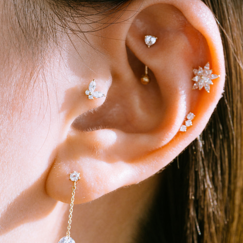 14K金 ゴールド ヘリックス 軟骨 アンチトラガス アウター インナー