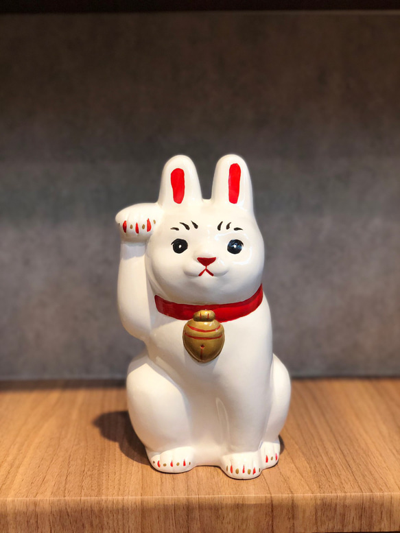 招き猫ならぬ「招きうさぎ（白）」 縁起物☆限定20体☆ うさぎ 兎 白兎