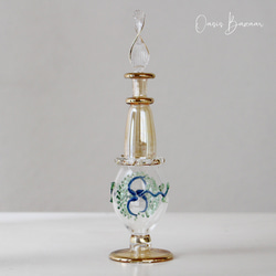 GOLD［Mサイズ］エジプトガラス香水瓶 パフュームボトル アロマオイル イエロー 2枚目の画像