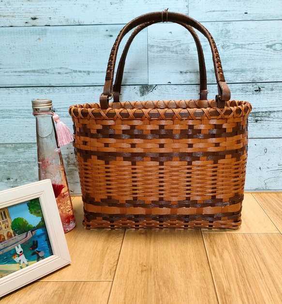 クラフトバンドのかごバッグ《マロン×チョコ》 かごバッグ クー