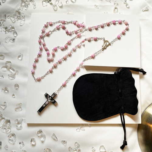 送料込◇ヴィンテージガラスマーブルストーン系のロザリオ/ロザリオ  