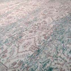 完売】夏はサラサラ気持ち良いラグ　天然ラグ　ガゼニラハット　201x136cm　アイボリー　緑 6枚目の画像