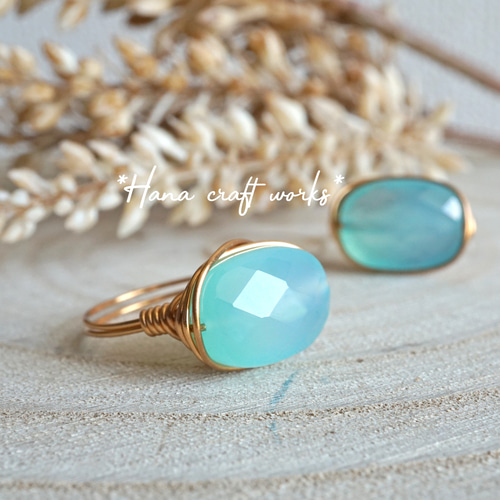 ブルーカルセドニー　くりぬき　リング ブルーレースカルセドニーのくりぬきリング