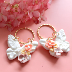 【１セットのみ販売】❁⃘Flower&Butterflyイヤリング❁⃘﻿（ポリマークレイ） 3枚目の画像