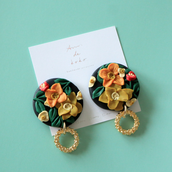 【１セットのみ販売】❁⃘fleur × fleur❁⃘ピアス❁﻿（ポリマークレイ） 7枚目の画像