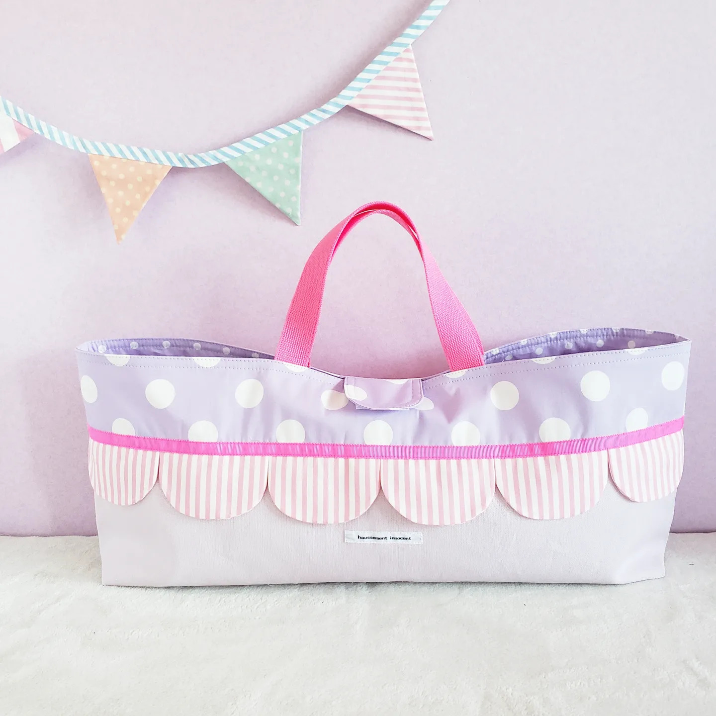 帆布とスカラップのピアニカケース 　pink×purple　サイズ変更可能