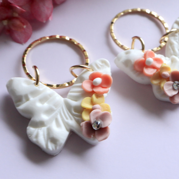 【１セットのみ販売】❁⃘Flower&Butterflyピアス❁﻿（ポリマークレイ） 7枚目の画像