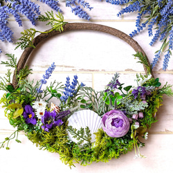 しめ縄リース 紅白の花々のしめ縄リース お正月飾り、ギフトなど