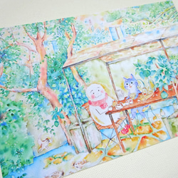 水彩画 原画 白い宝石 原画】紫陽花と仔猫 6月の宝石 2022.6.15 水彩画 no.137