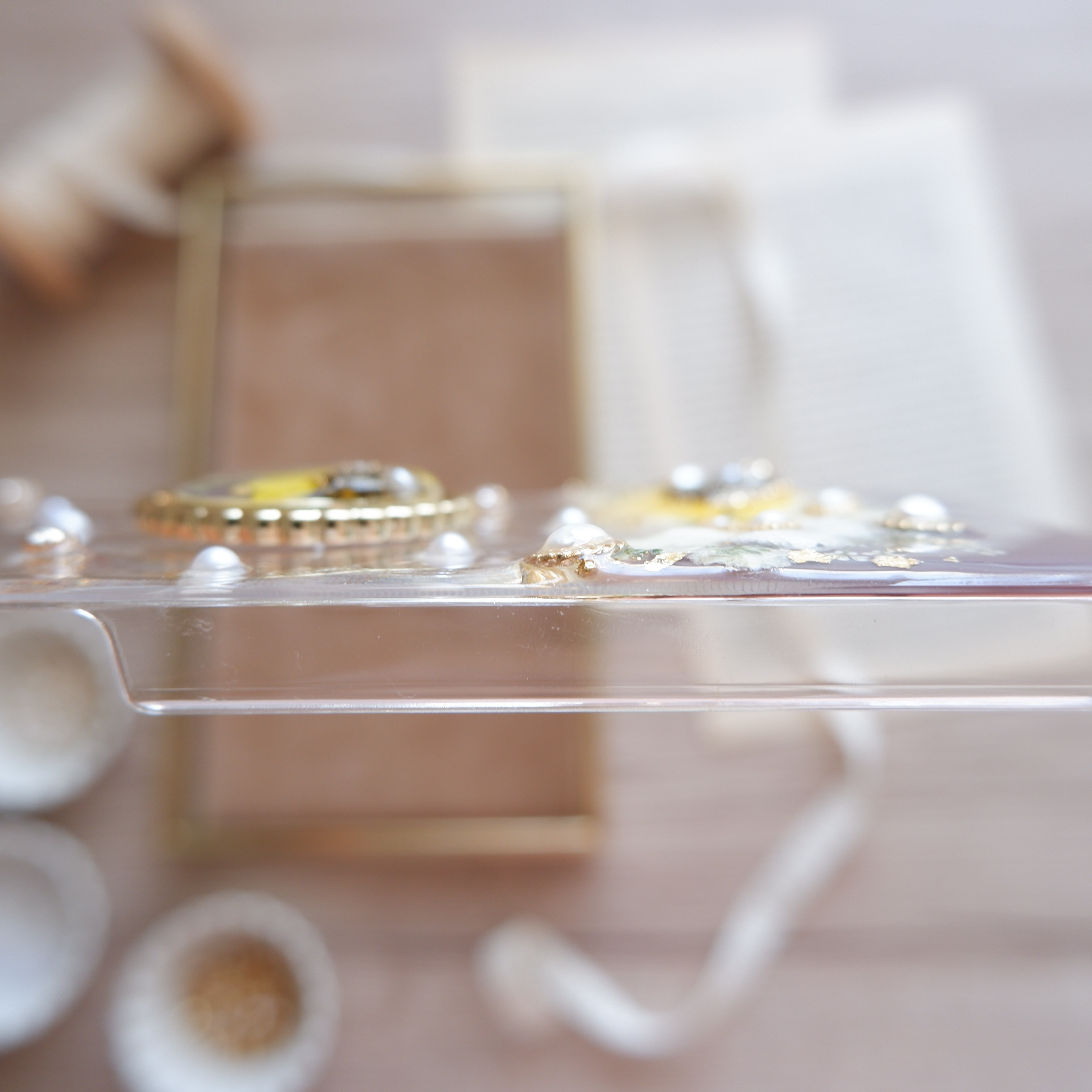 【全機種対応】❁スマホリング付き❁ 向日葵のボタニカルライン❁.*･ﾟ押し花スマホケース