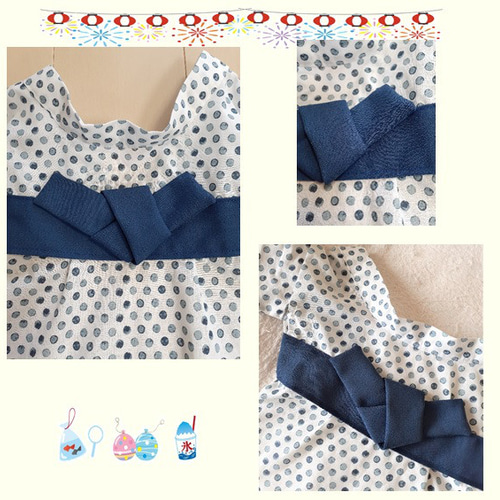 【新品】有松絞り　犬用浴衣　帯付き　サイズM〜L オーダーメイド犬服【数量限定】犬の浴衣有松絞りー碧水へきすい