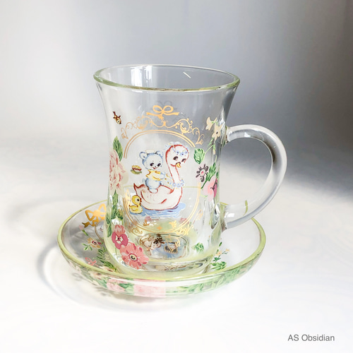 ヴィンテージガラスのティーカップ&ソーサー 【公式通販】