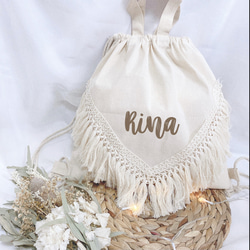 ˗ˏˋ 一升餅リュック  ˎˊ˗ 名前入れリュック　フリンジ　一升米 3枚目の画像