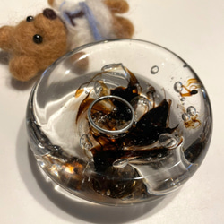 送料無料♪ リングピロー　【茶色】ガラス製 ハンドメイド 指輪 アクセサリートレイ 手作り 1枚目の画像