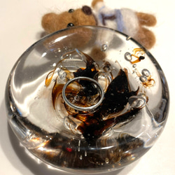 送料無料♪ リングピロー　【茶色】ガラス製 ハンドメイド 指輪 アクセサリートレイ 手作り 3枚目の画像
