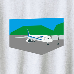 乗り物Tシャツ-飛行場の飛行機（アッシュ） 2枚目の画像