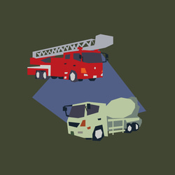 乗り物Tシャツ-消防車とミキサー車 4枚目の画像