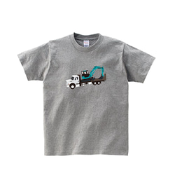 乗り物Tシャツ-フラッドベッドトラックとショベルカー 1枚目の画像