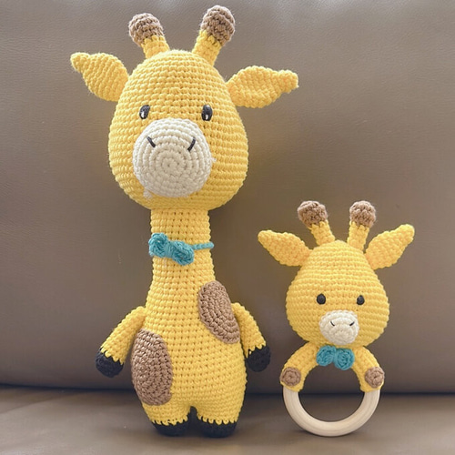 ☆お買得セット☆ あみぐるみ 編みぐるみ キリン ラトル 出産祝い