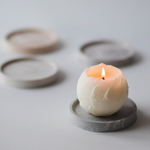 グレーキャンドルライト3個セットとトレイ C-2504IN15 LEDキャンドル