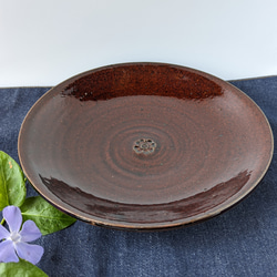 栗色のプレート皿 八寸皿 【大皿 手仕事 民藝 窯元 和 陶器】 大皿