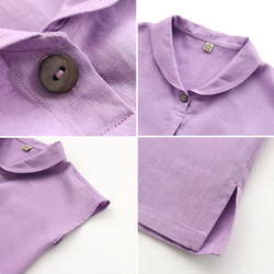 亞麻披肩領套頭衫（紫）TP01。 第8張的照片