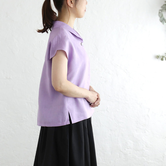 亞麻披肩領套頭衫（紫）TP01。 第4張的照片