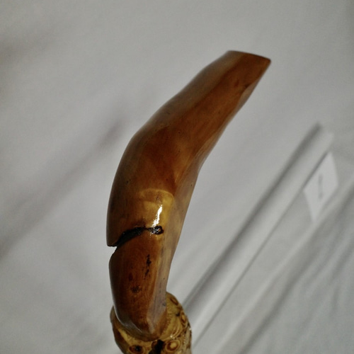 竹杖 ステッキ① 竹根鞭細工 漆塗り ねぶち 希少 国産 破竹根付 吉野杉