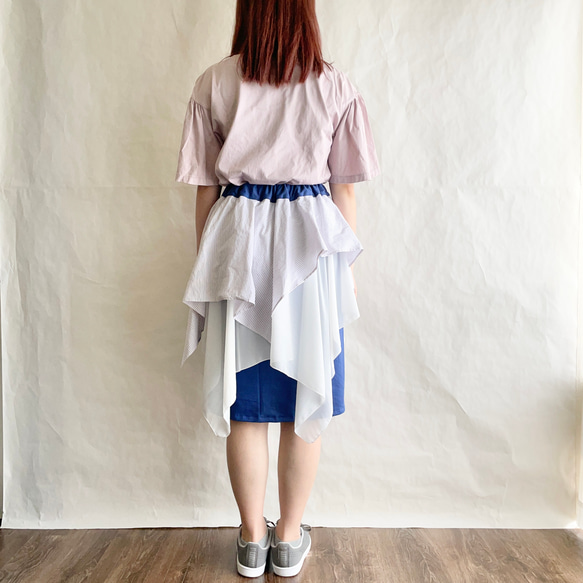 ラッピングタイトスカート　ホワイト×ブルー　SK3-4 6枚目の画像